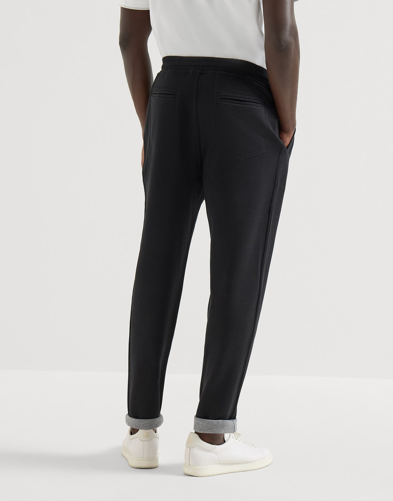 Brunello Cucinelli Cotton, cashmere and silk French terry double cloth trousers outlook
