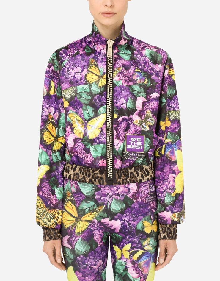 Cropped butterfly-print bomber jacket - 7