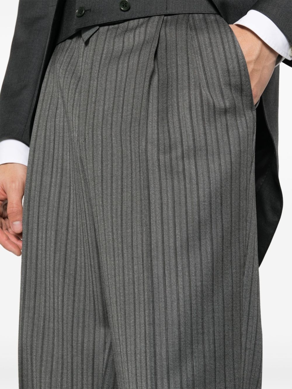 pinstripe-pattern wool trousers - 5