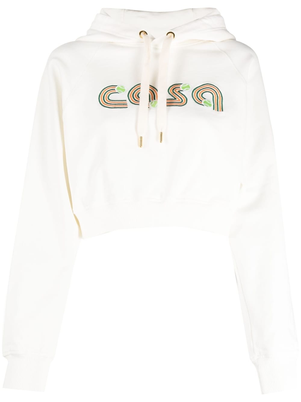 embroidered-logo drawstring hoodie - 1