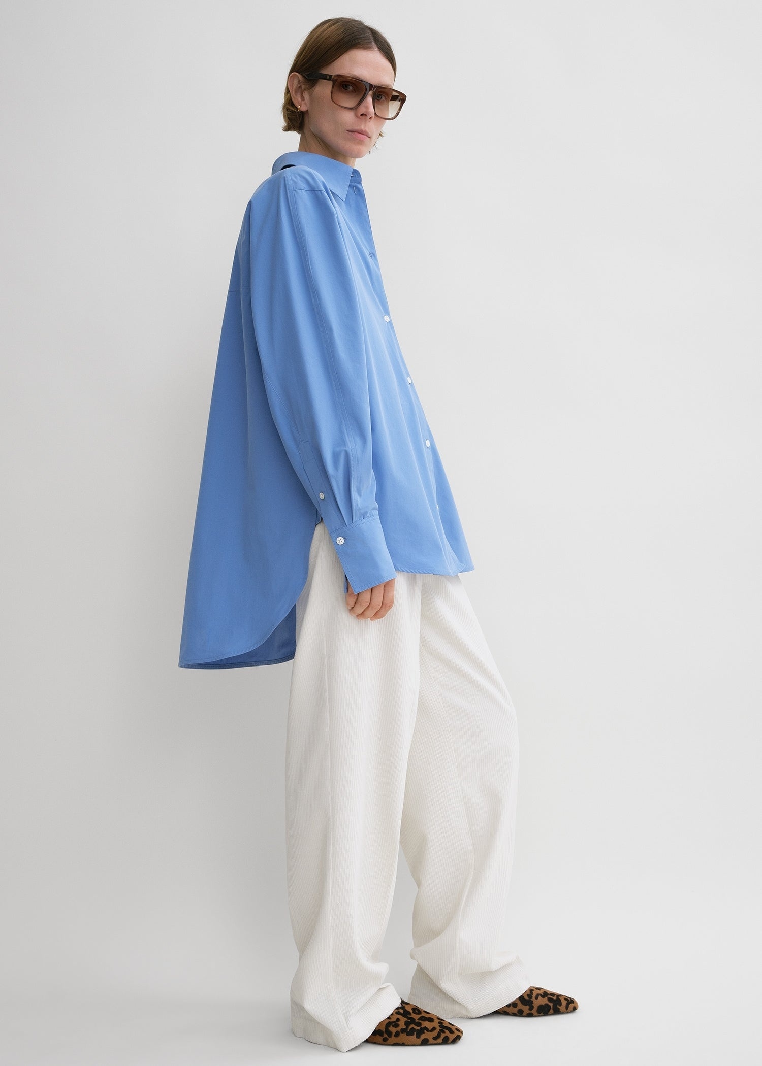 Kimono-sleeve poplin shirt cornflower - 3