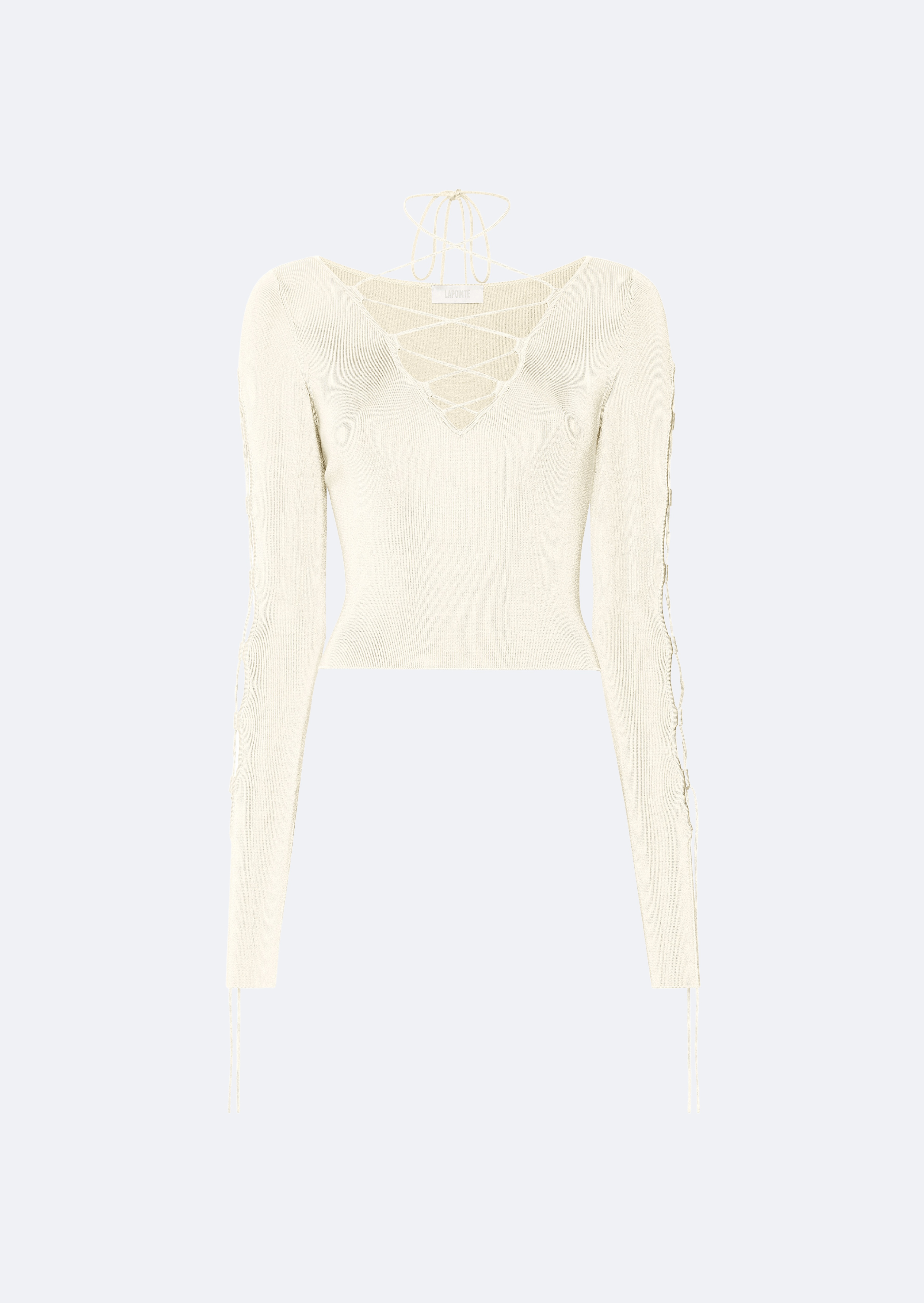 Shiny Viscose Lace-Up Top - 1