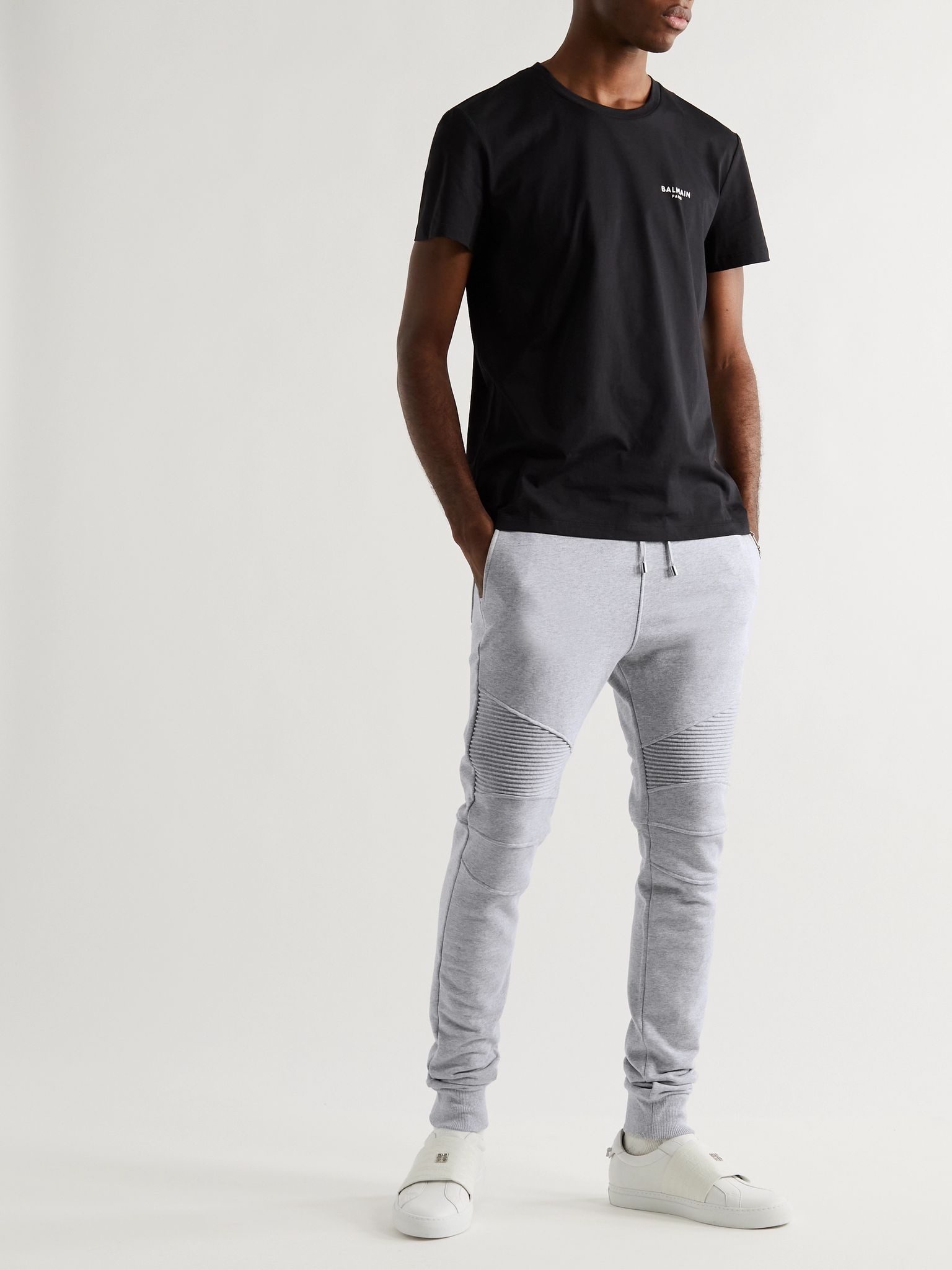 Slim-Fit Tapered Panelled Cotton-Jersey Sweatpants - 2