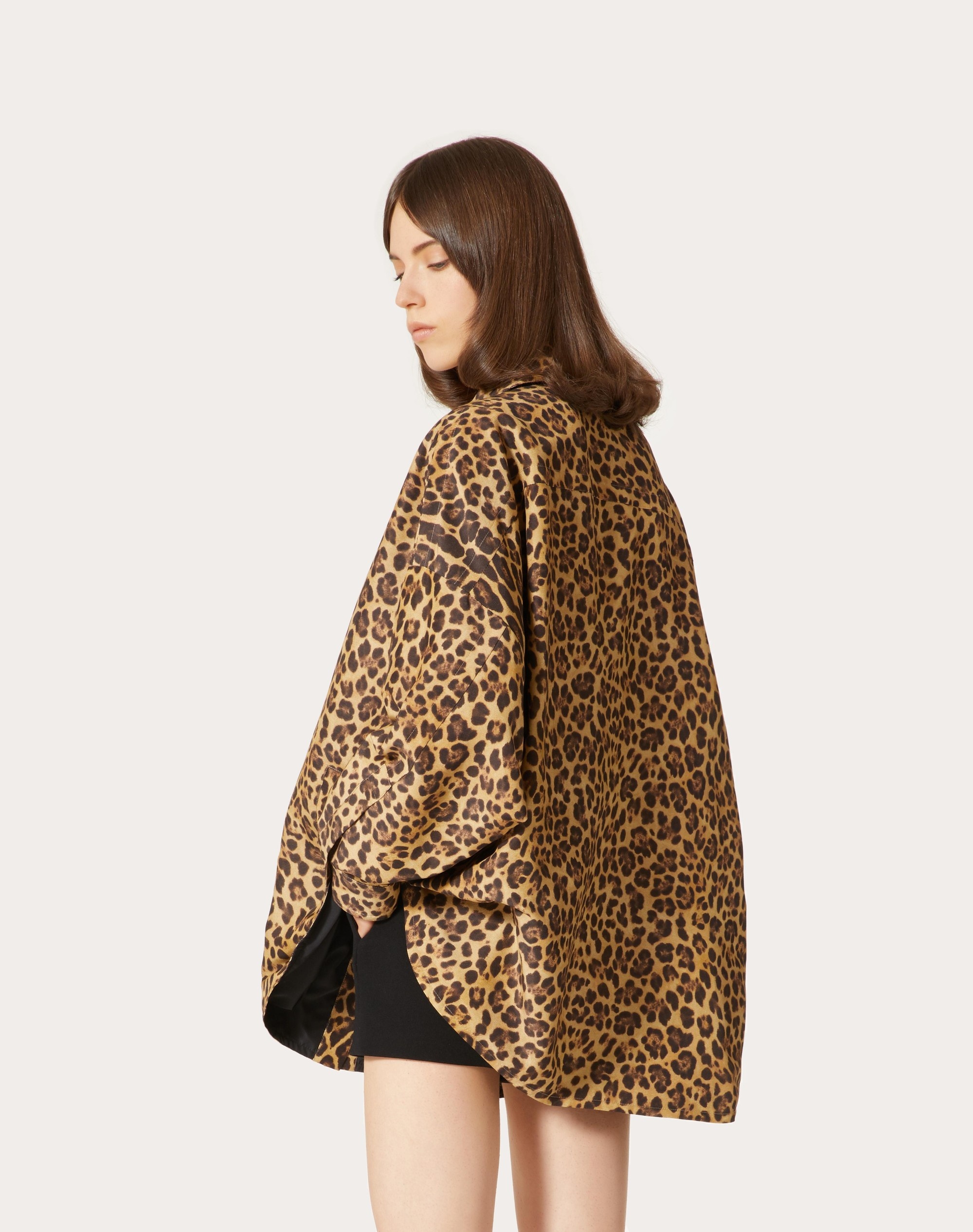 PRINTED MICRO FAILLE PEA COAT - 4