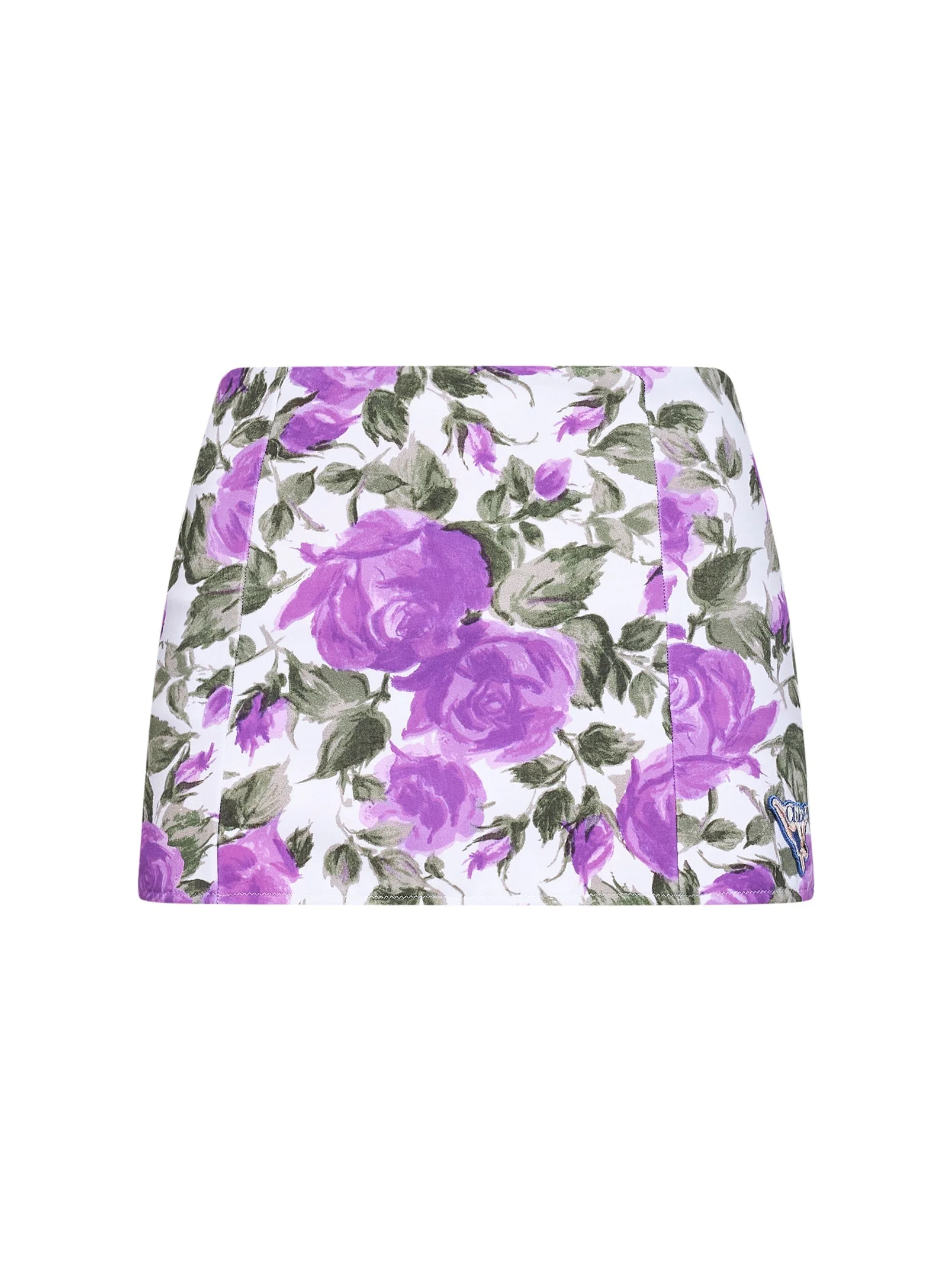 Chloé Women White And Purple Rose-Print Lycra High-Waisted Swim Skirt - 1