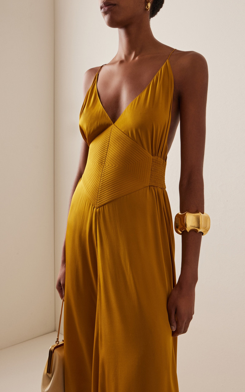 BEVZA Bee Silk Charmeuse Maxi Dress gold outlook