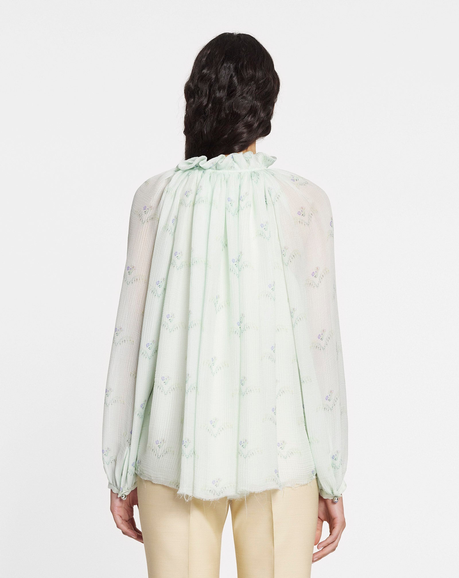 LONG-SLEEVE PRINTED CREPE BLOUSE - 4