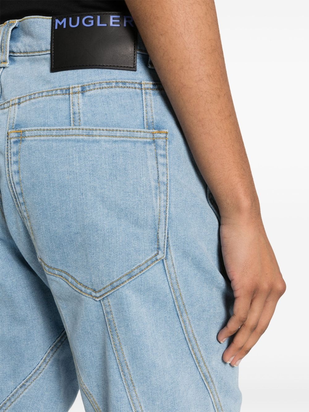 panelled denim shorts - 5