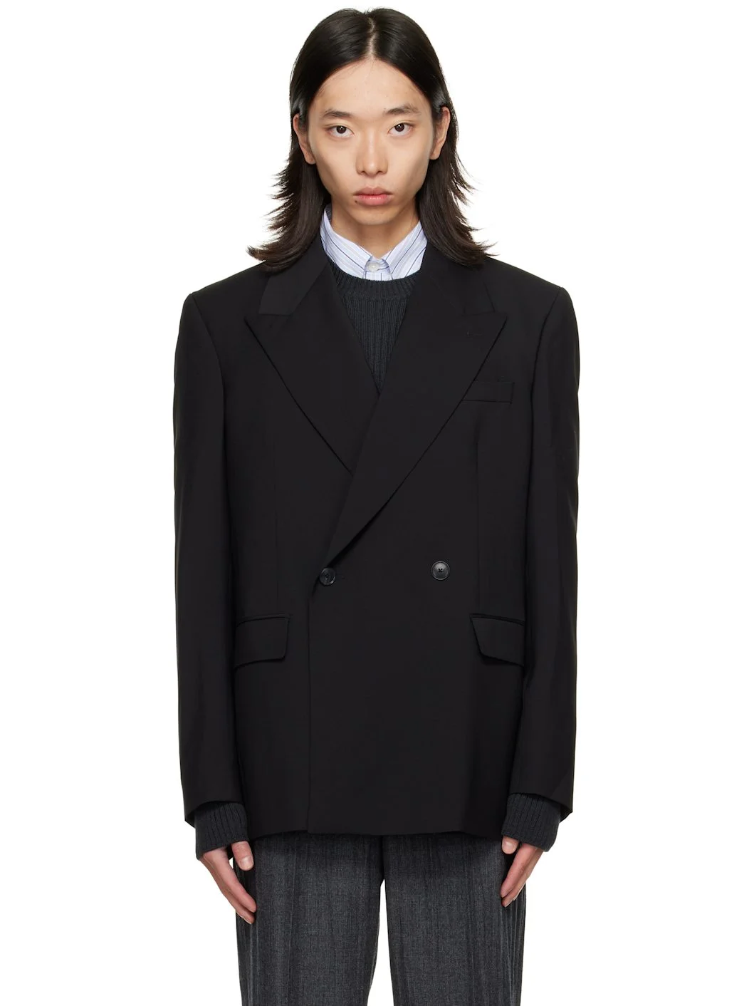 Black Double Breasted Blazer - 1