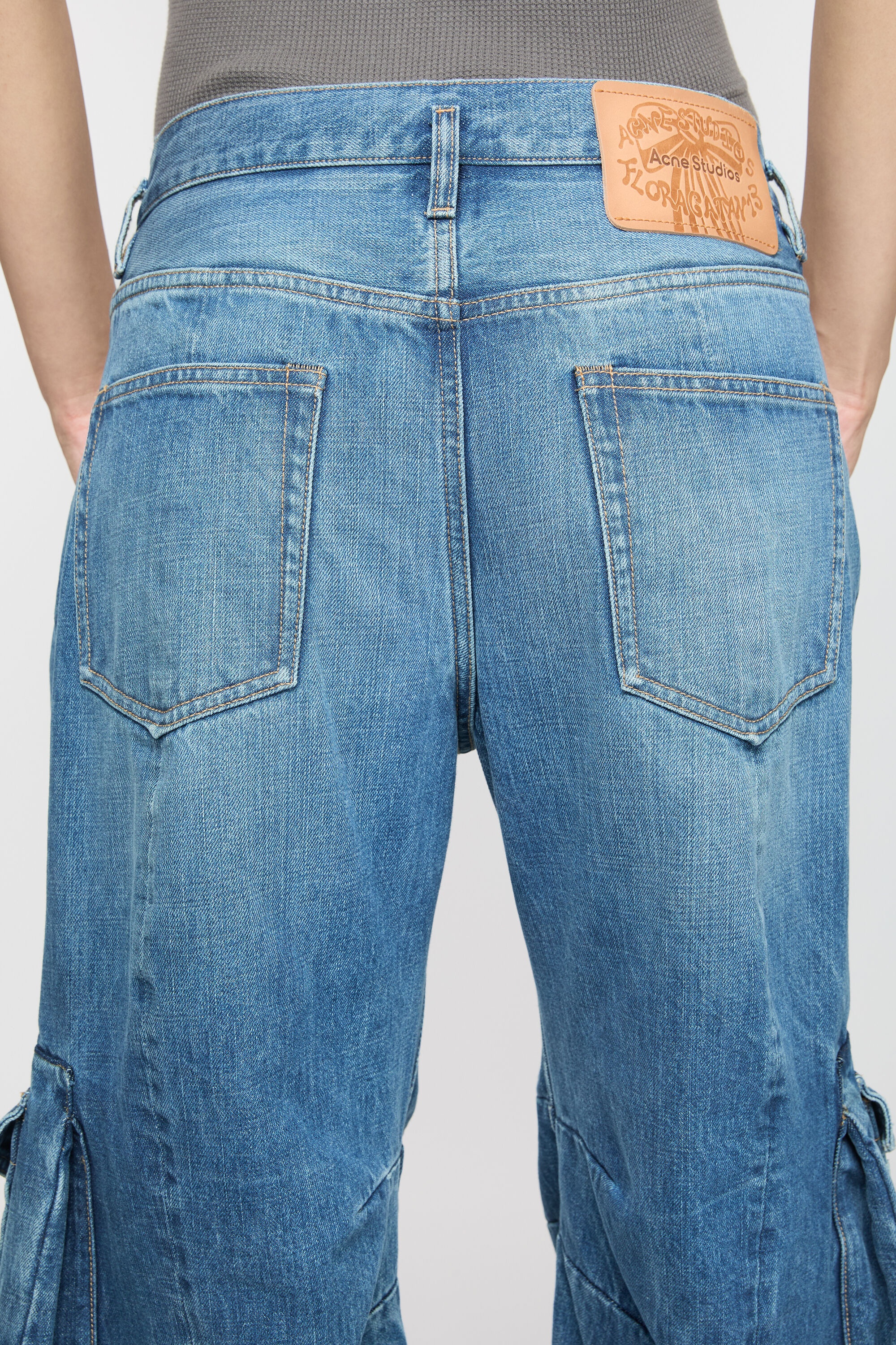 Denim cargo trousers - Mid blue - 7