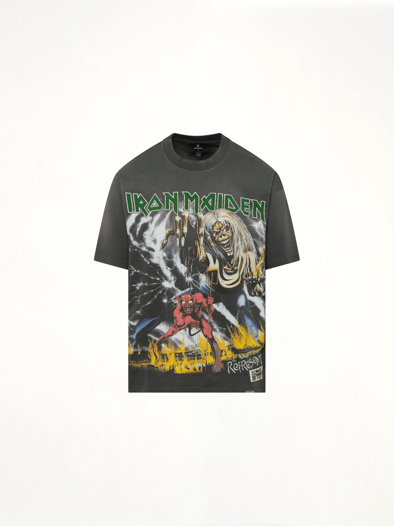 REPRESENT Iron Maiden Number of Beast T-Shirt in Sunfade Grey outlook