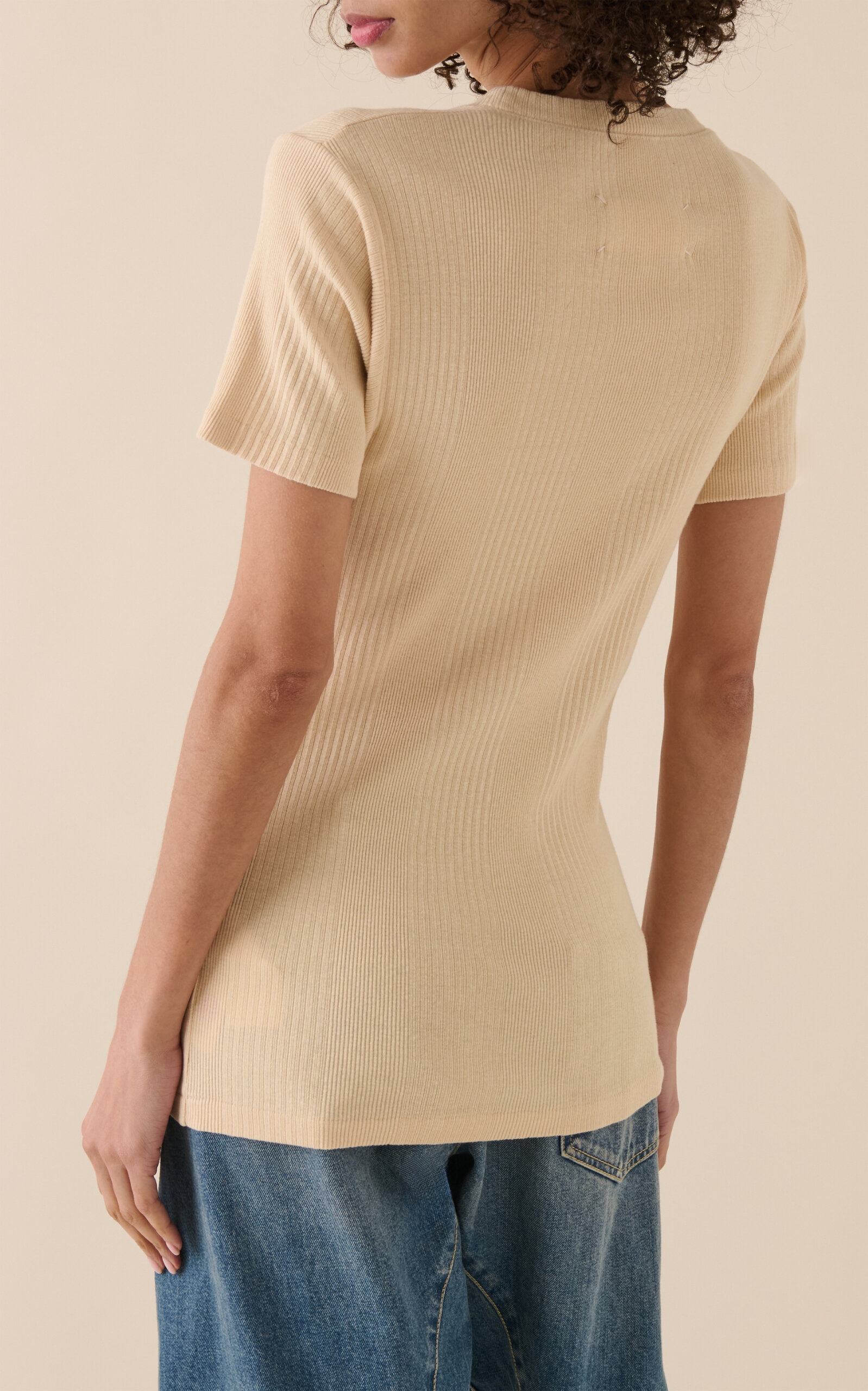 Ribbed-Knit Cotton Top neutral - 4