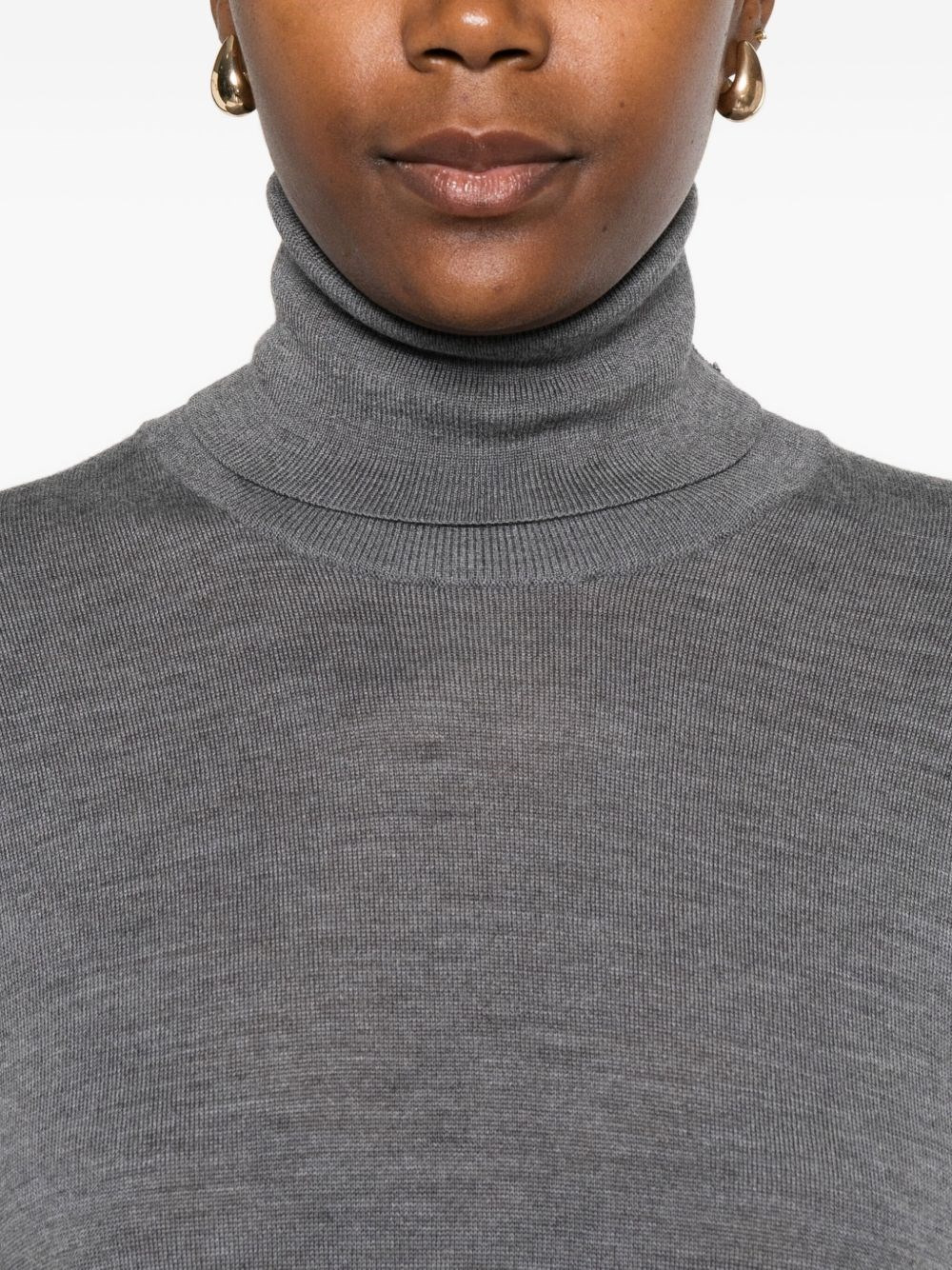 Wool turtle-neck midi dress - 2