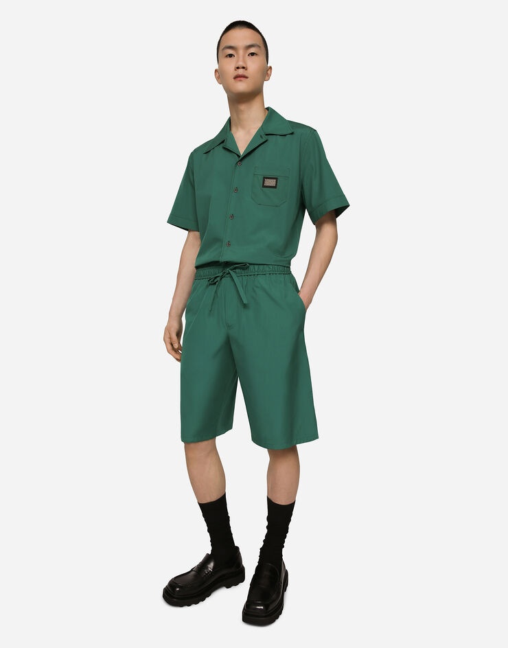 Cotton jogging shorts with logo tag - 5