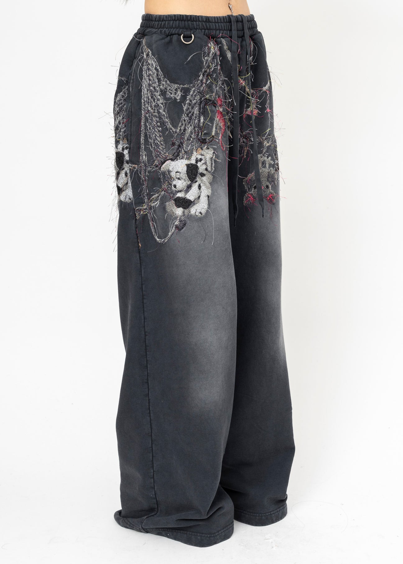 BLACK DOUBLET EMBROIDERED CHAIN ZIP-UP SWEATPANTS - 2