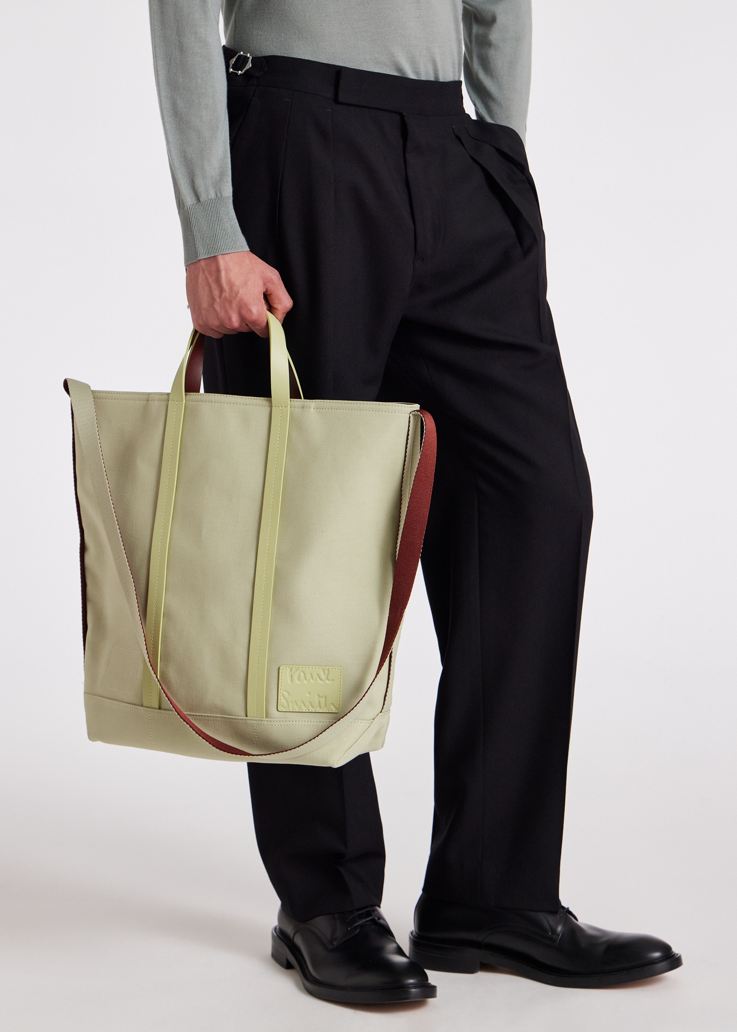 Beige Canvas Reversible Tote Bag With Shoulder Strap - 10