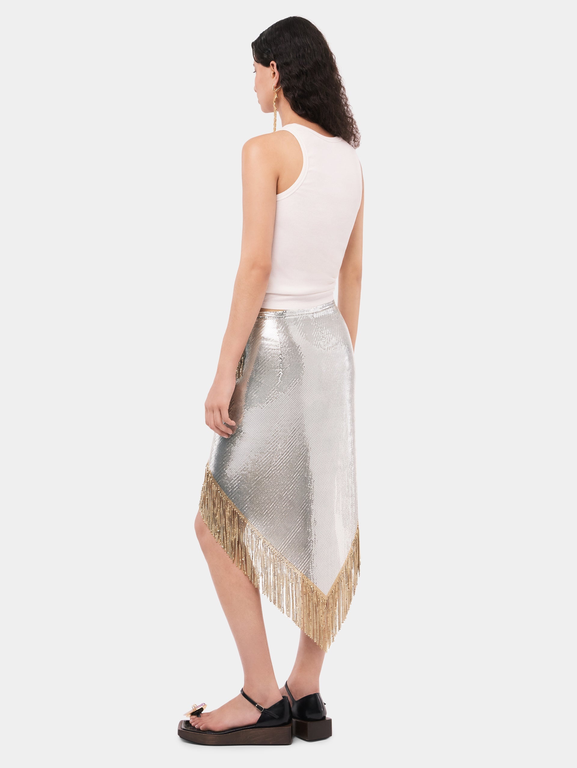 ASYMETRICAL CHAINMAIL SKIRT WITH GOLDEN METALIC FRINGES - 5