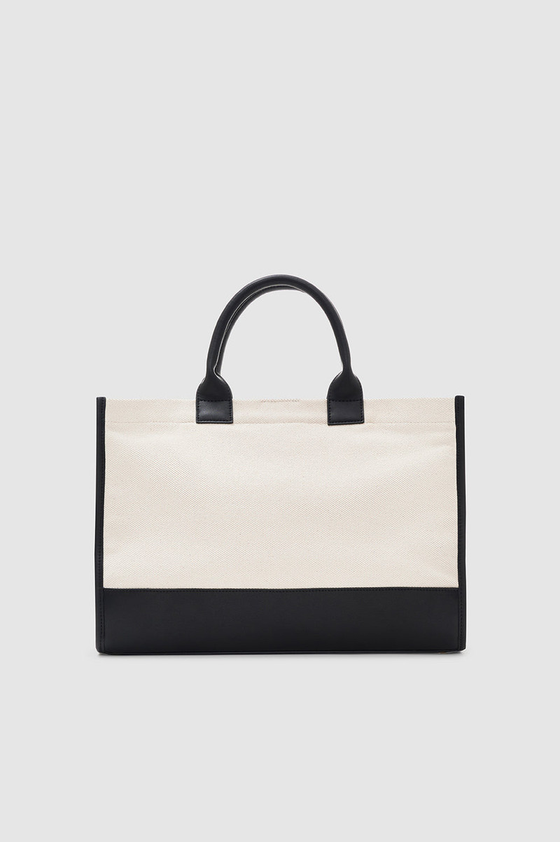 Medium Lara Tote - Natural Canvas With Black 3