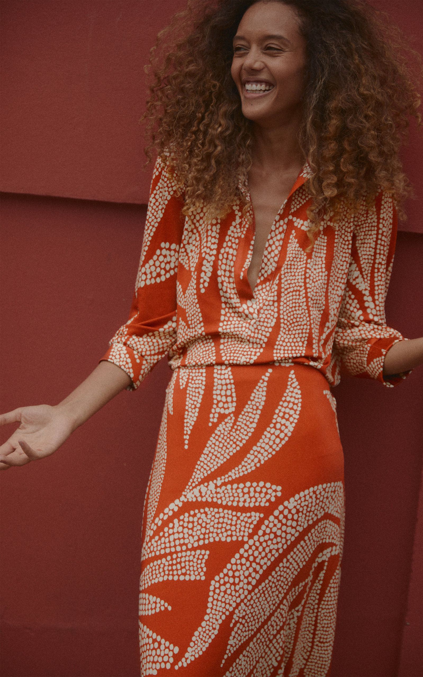 French Press Printed Shirt orange - 4