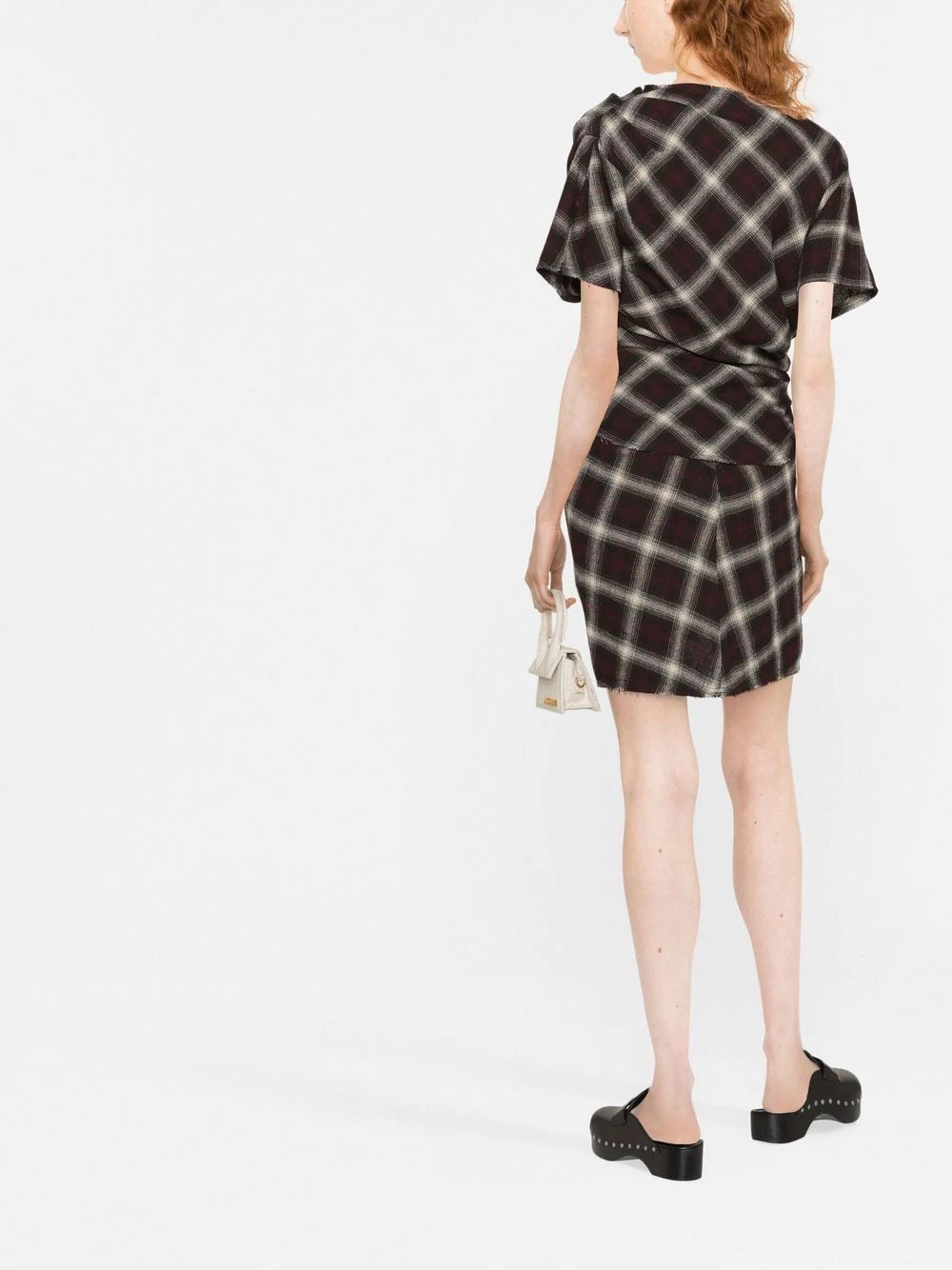check-print ruched top - 3