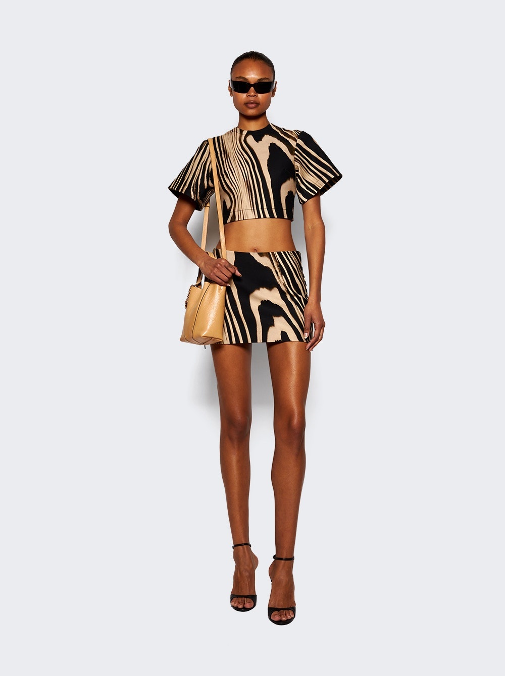 Zebra Print Mini Skirt Beige And Black - 5