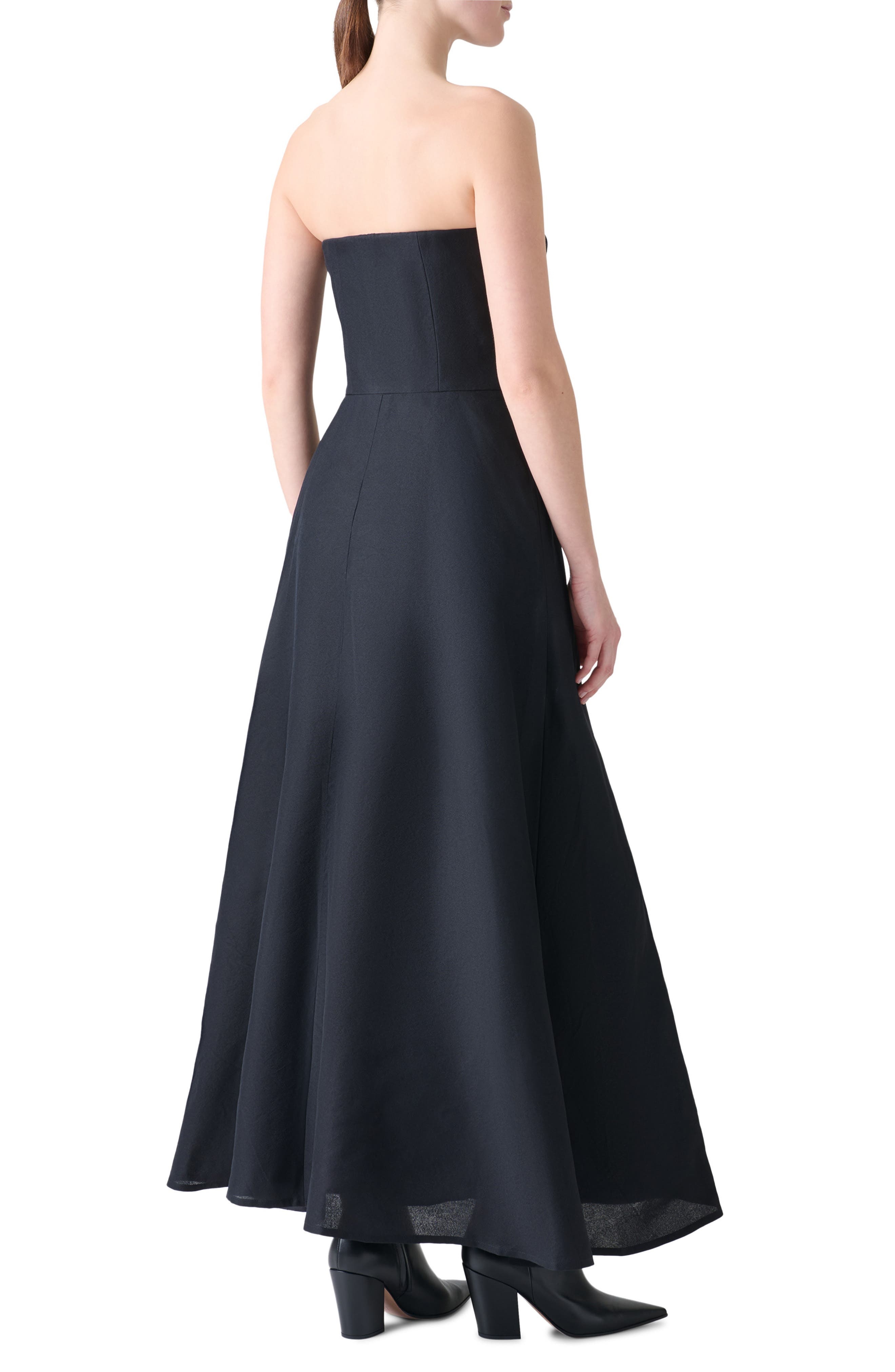 Akris Corsage Flower Strapless Silk Maxi Dress in Black at Nordstrom - 2