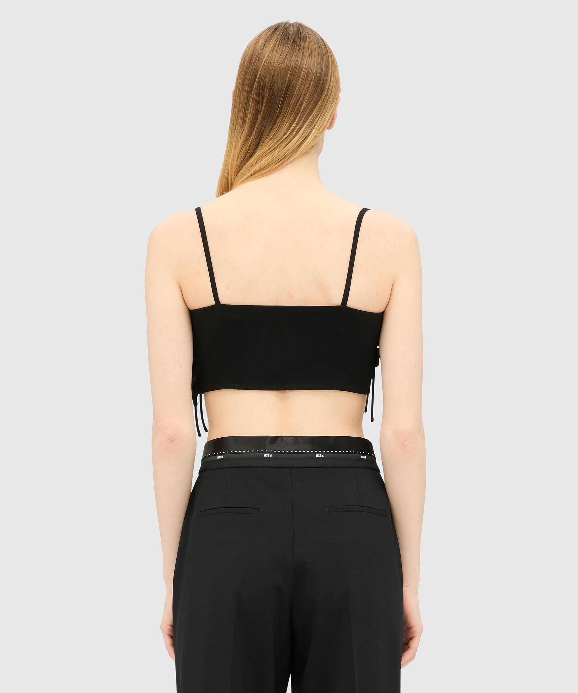 Black cady cropped top with bows - 3