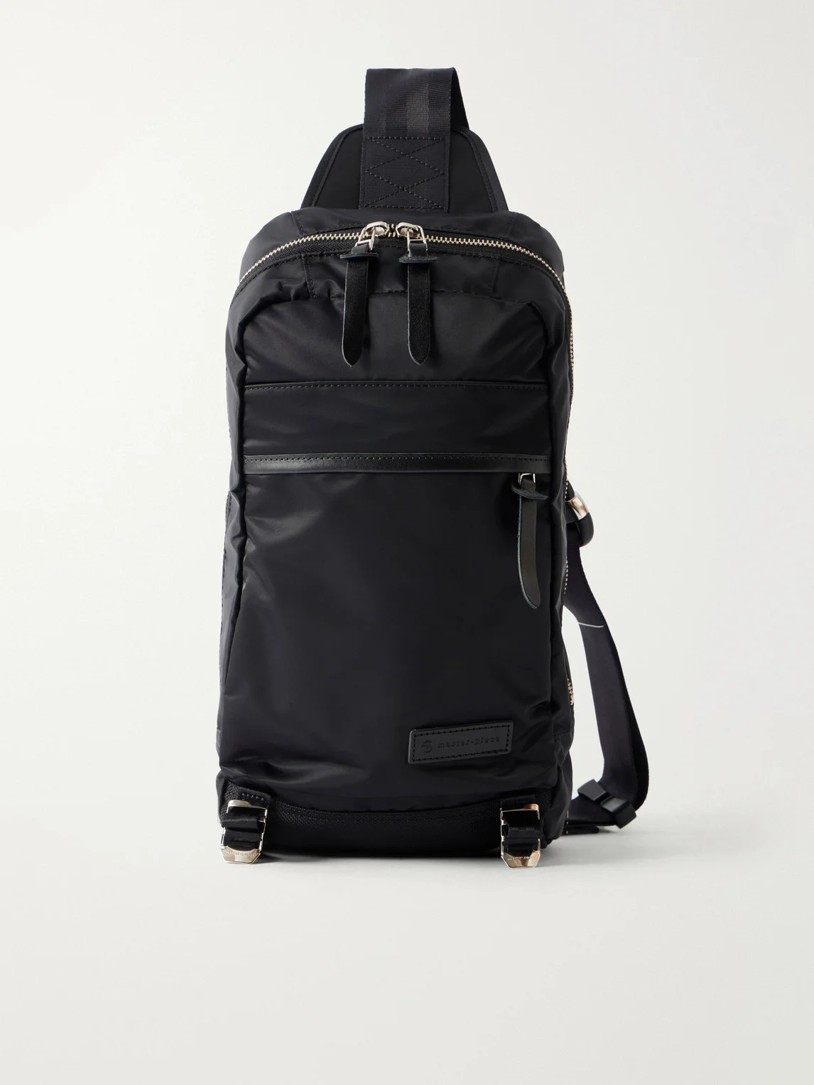Lightning Leather-Trimmed Shell Sling Backpack - 1