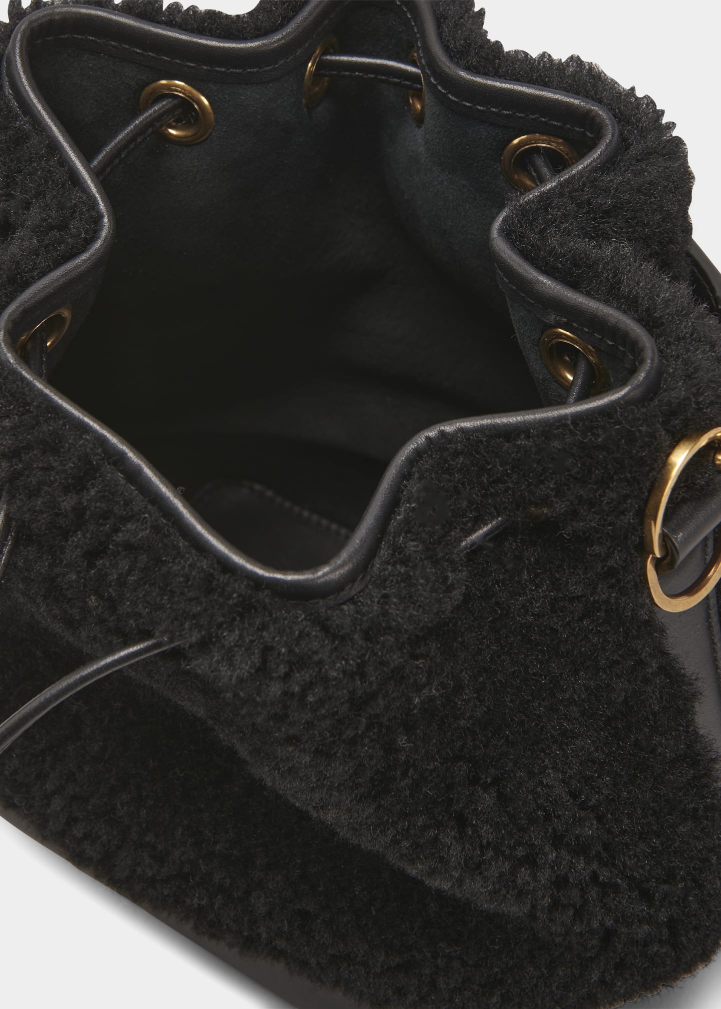 Emmanuelle Small Shearling Bucket Bag - 3