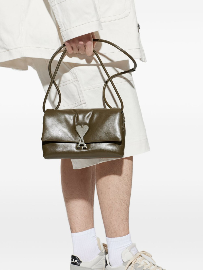 AMI Paris heart logo leather tote bag outlook