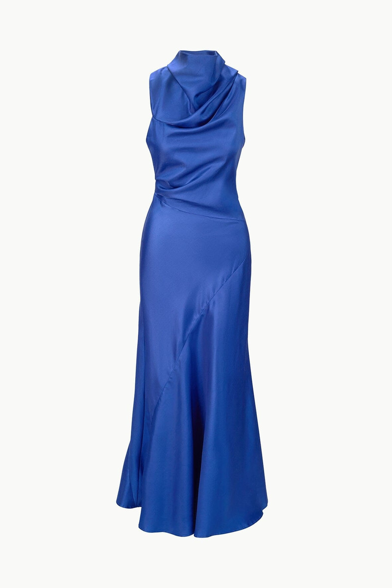 STAUD FRIDA SILK DRESS DEEP SEA - 1