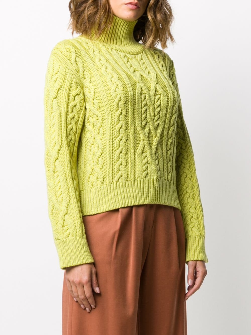 cable-knit roll-neck jumper  - 3