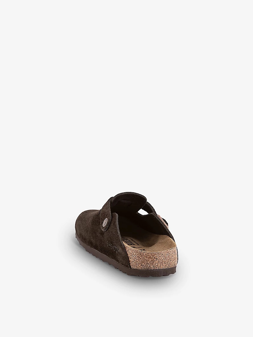 Boston logo-embossed suede clogs - 4