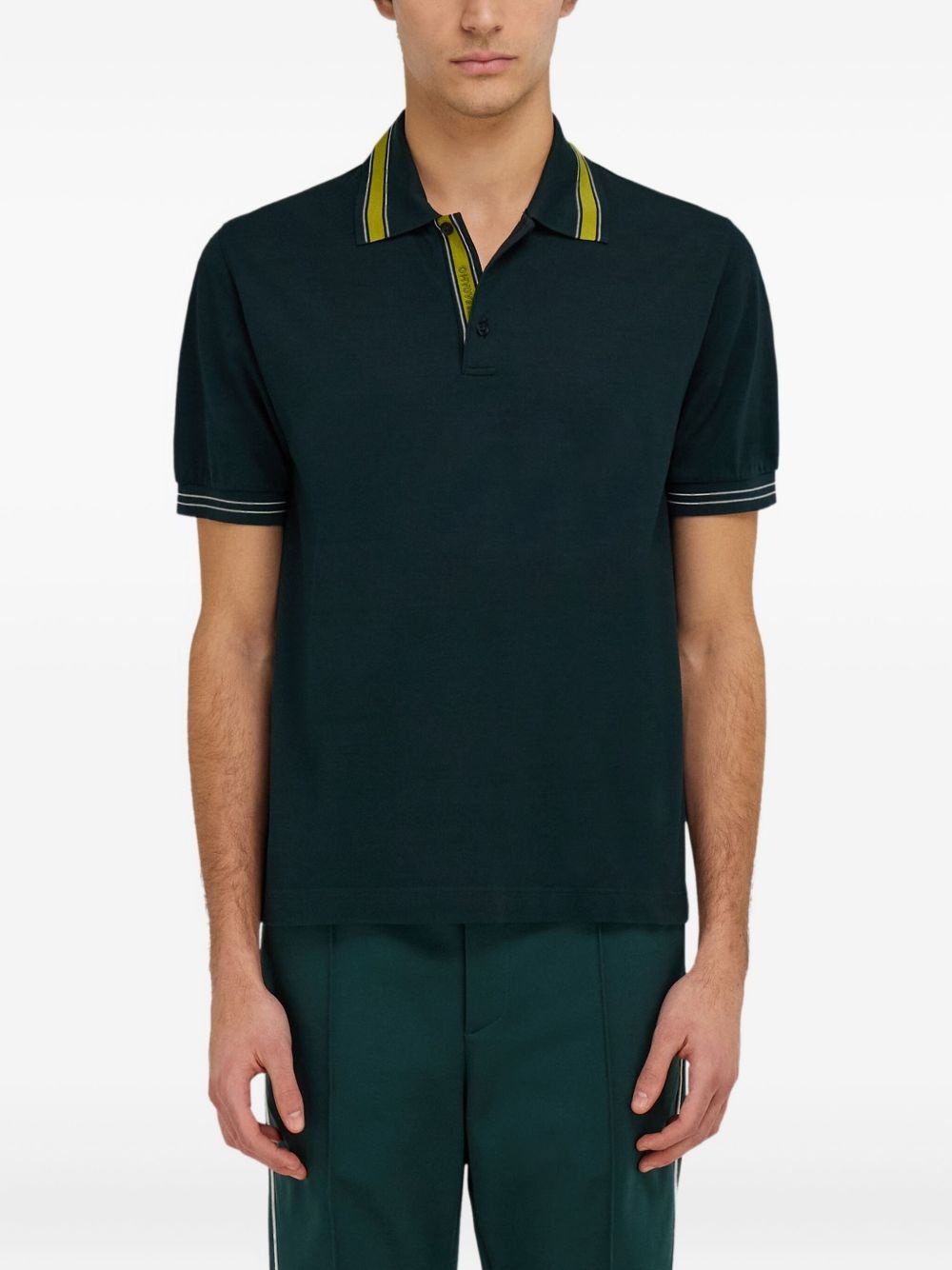 striped-collar polo shirt - 3