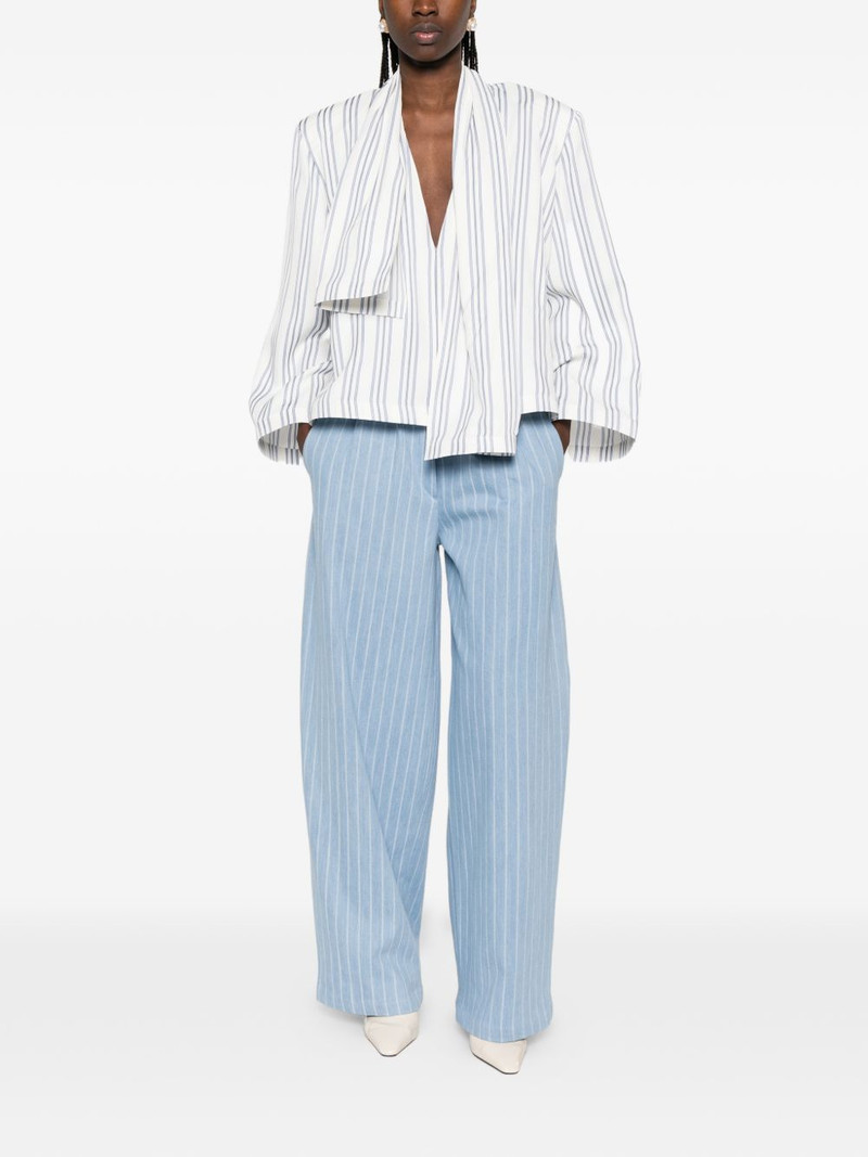 ROWEN ROSE striped wide-leg jeans outlook
