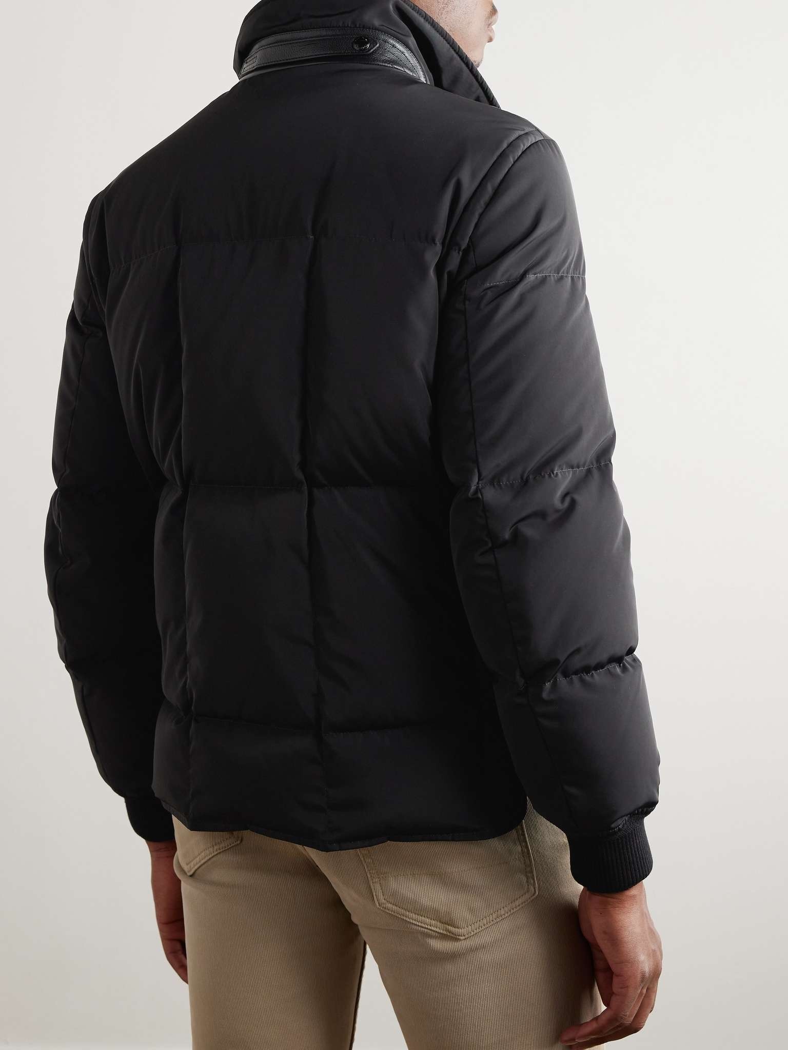 Quilted Padded Leather-Trimmed Shell Down Jacket - 4