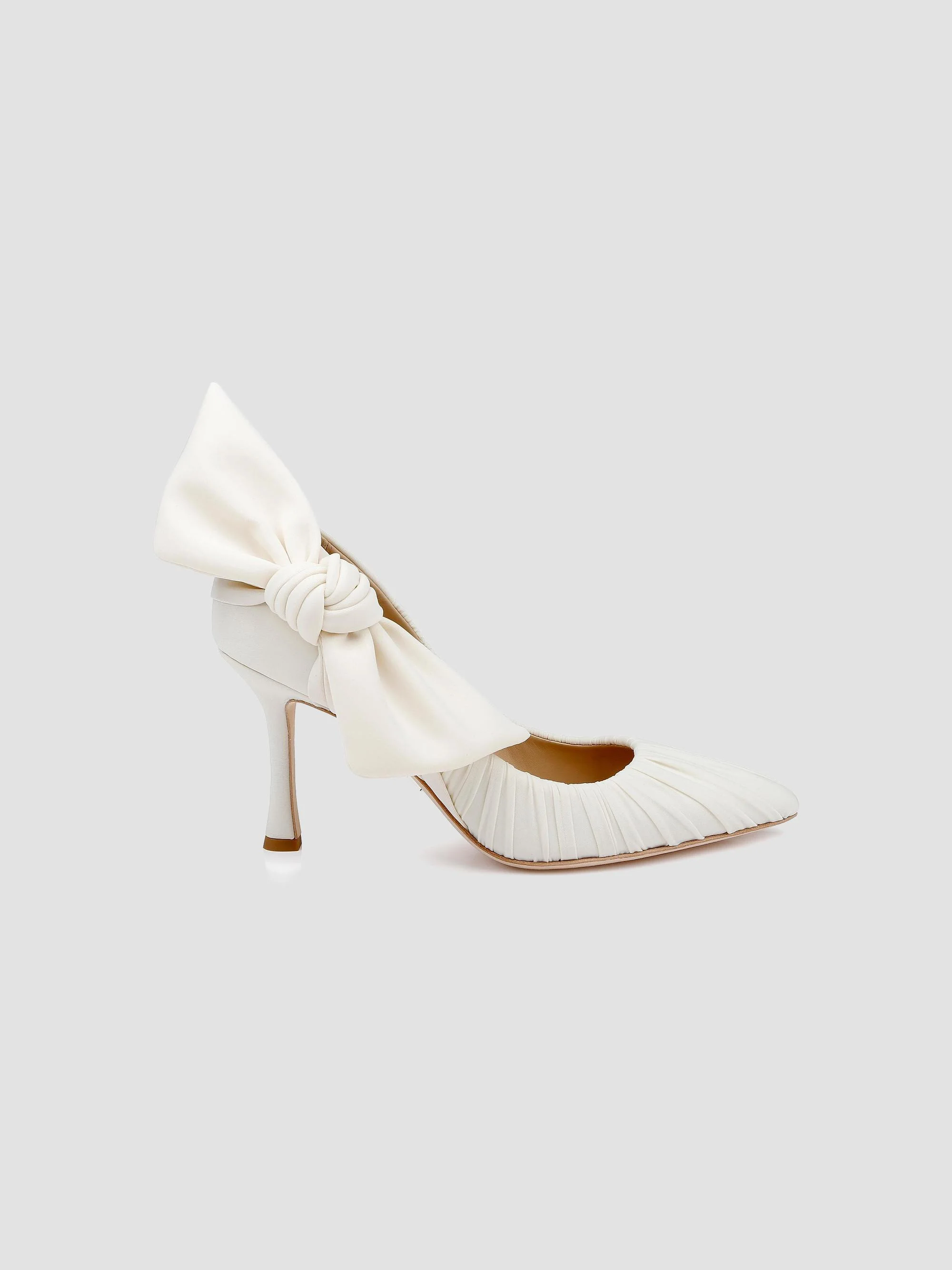 Women's Vanesa 85MM Pleated Satin Pumps - Ivory Fabric - 1