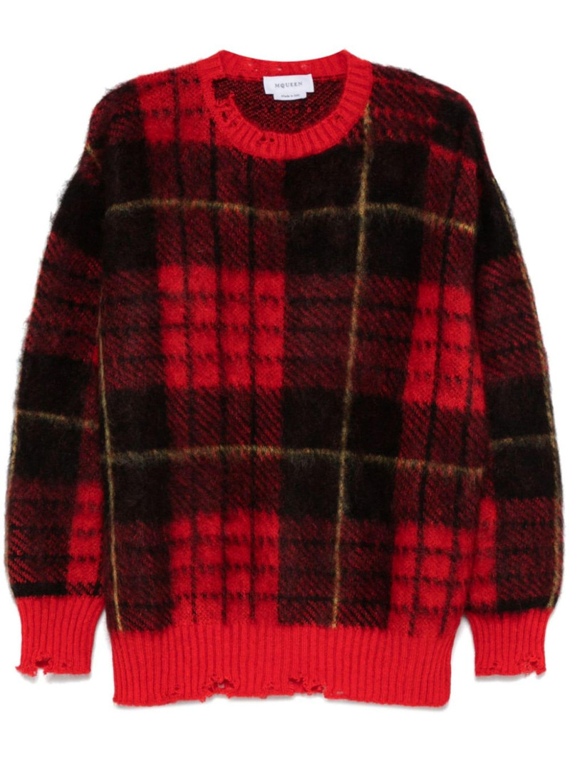 tartan-check sweater - 1