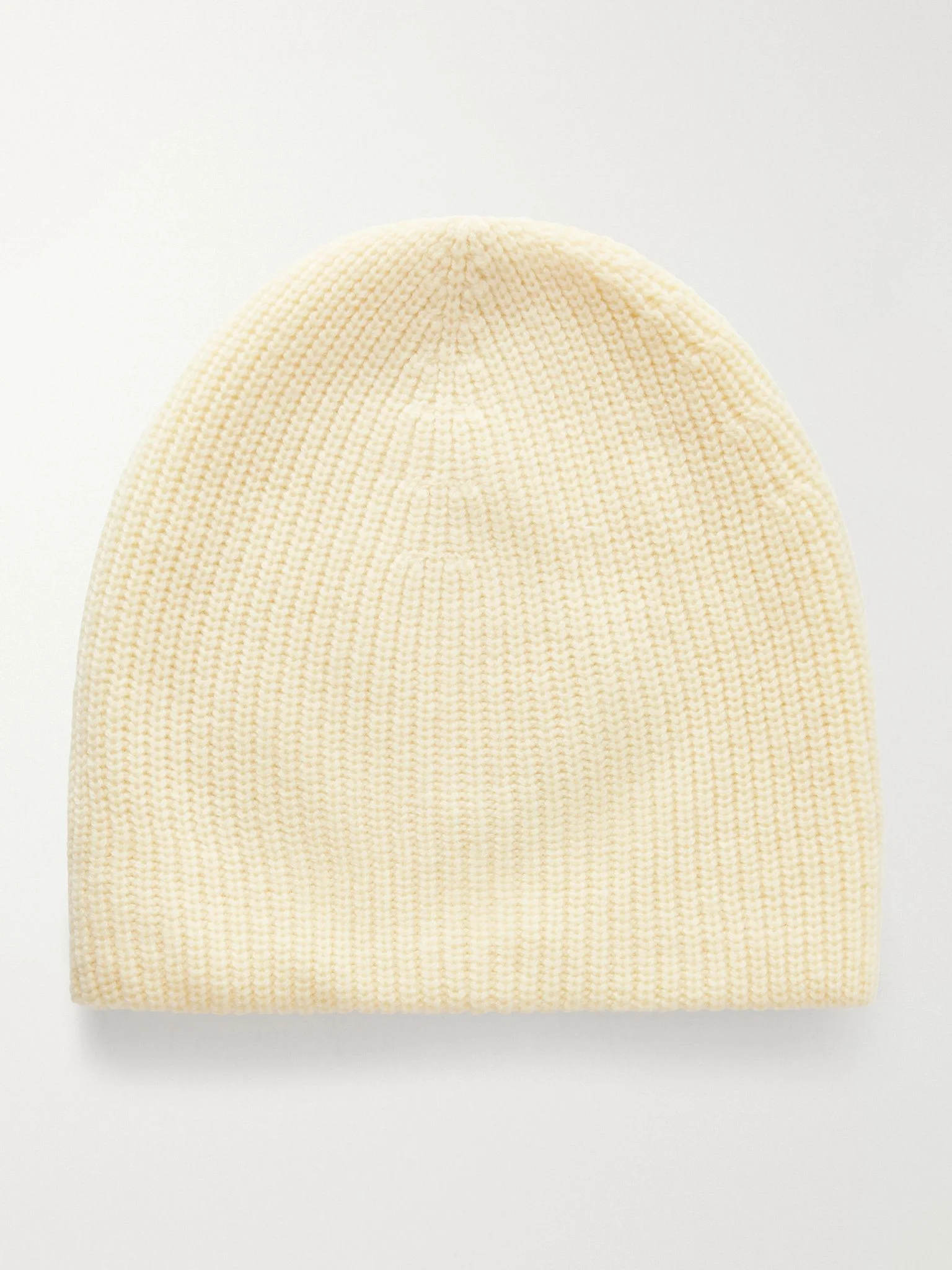 Ribbed Wool and Cashmere-Blend Beanie Yellow - 1