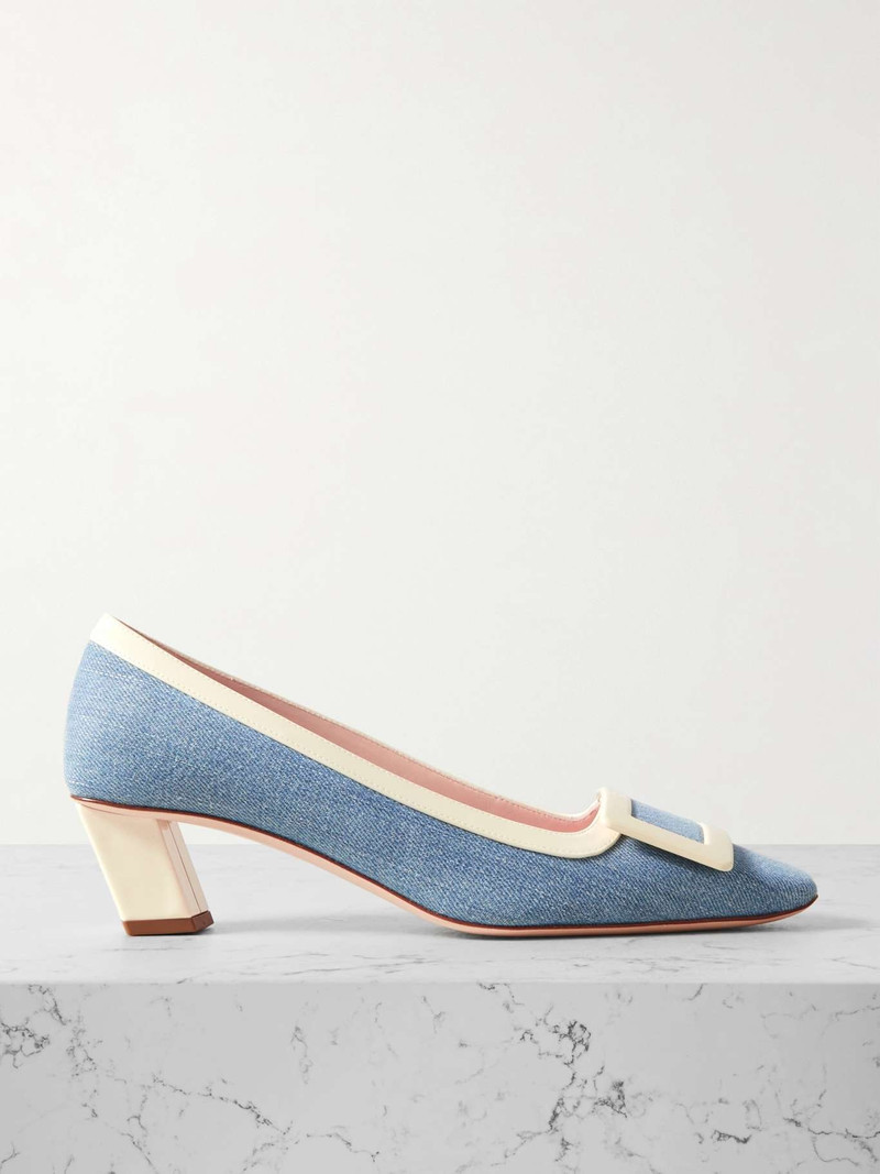Belle Vivier denim and patent-leather pumps - 1