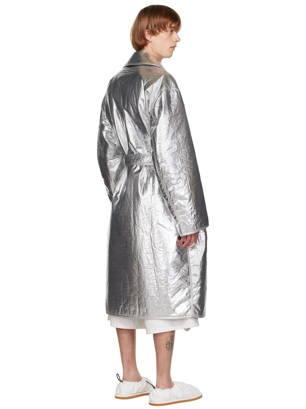 Silver Double-Breasted Reversible Coat - 3