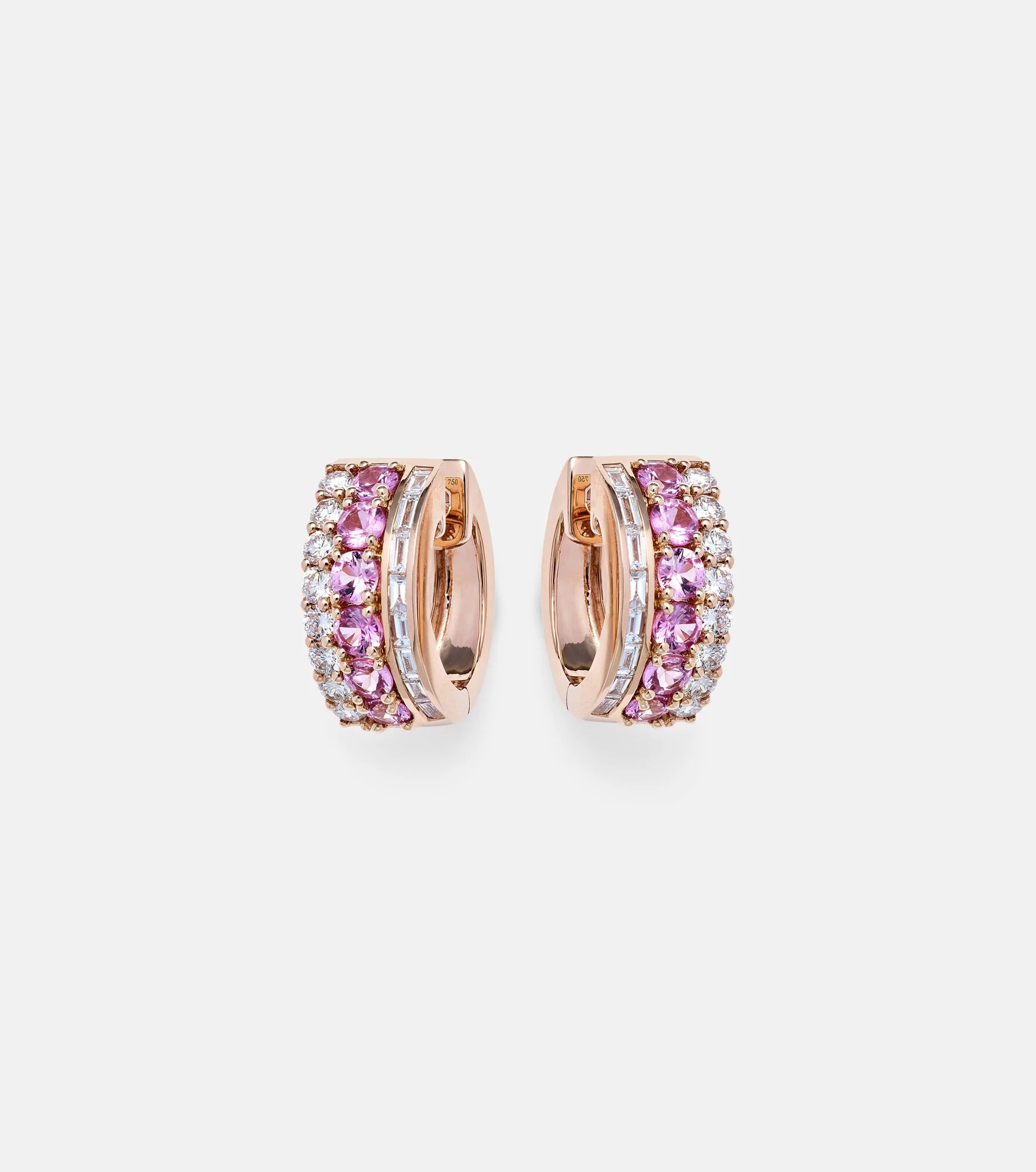Lola 18kt rose gold hoop earrings with diamonds and sapphires - 1