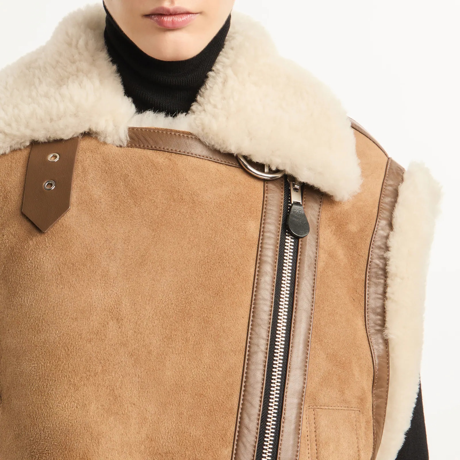 Sleeveless biker in shearling - 8
