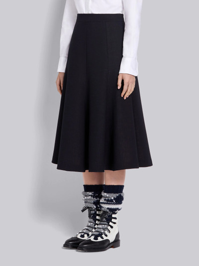 Thom Browne Navy Wool Double Face Crepe Unlined Flounce Skirt outlook