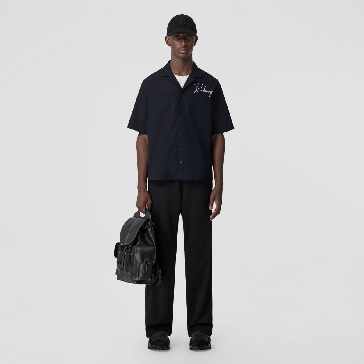 Short-sleeve Embroidered Logo Cotton Shirt - 2
