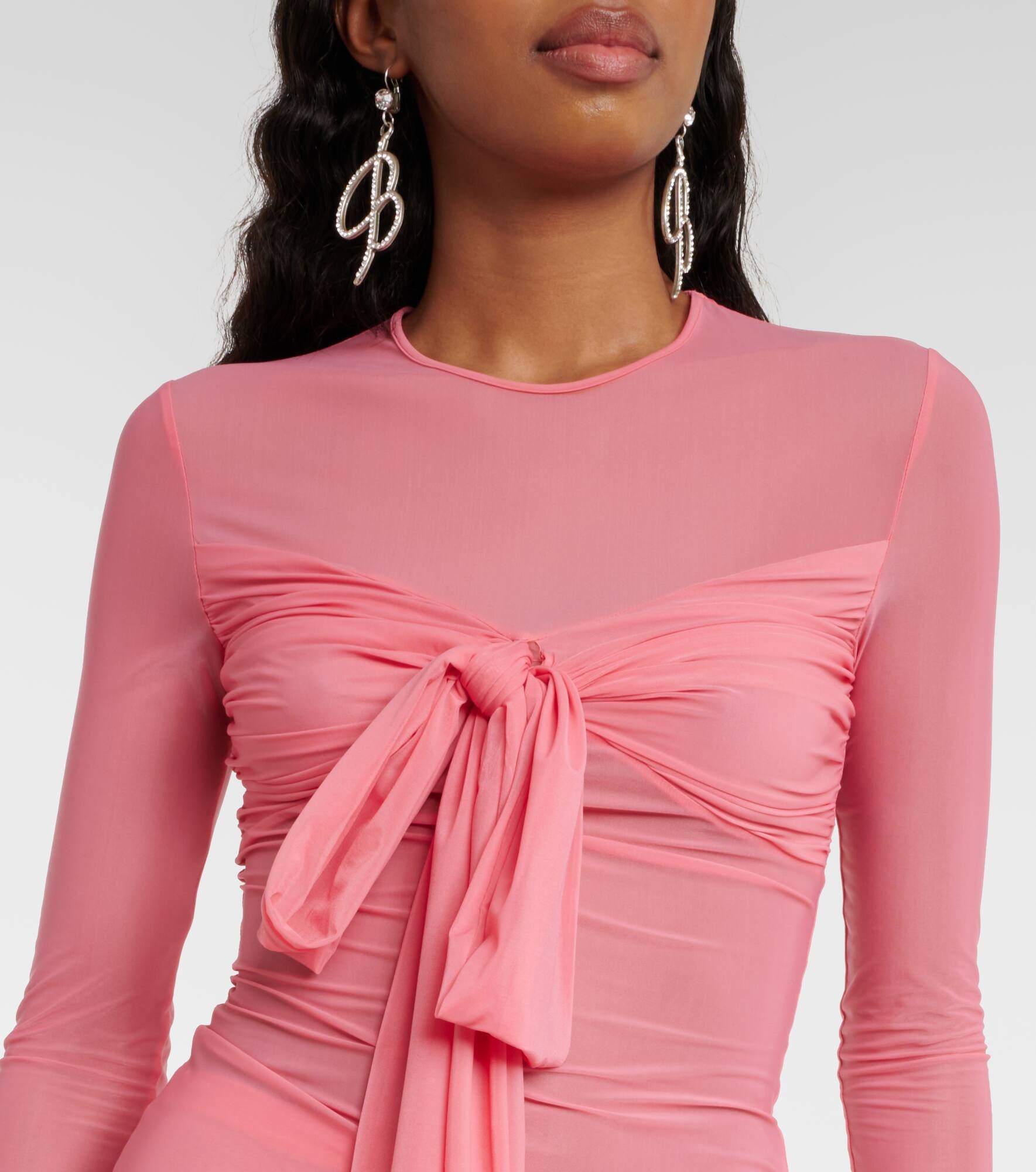 Bow-detail jersey top - 4