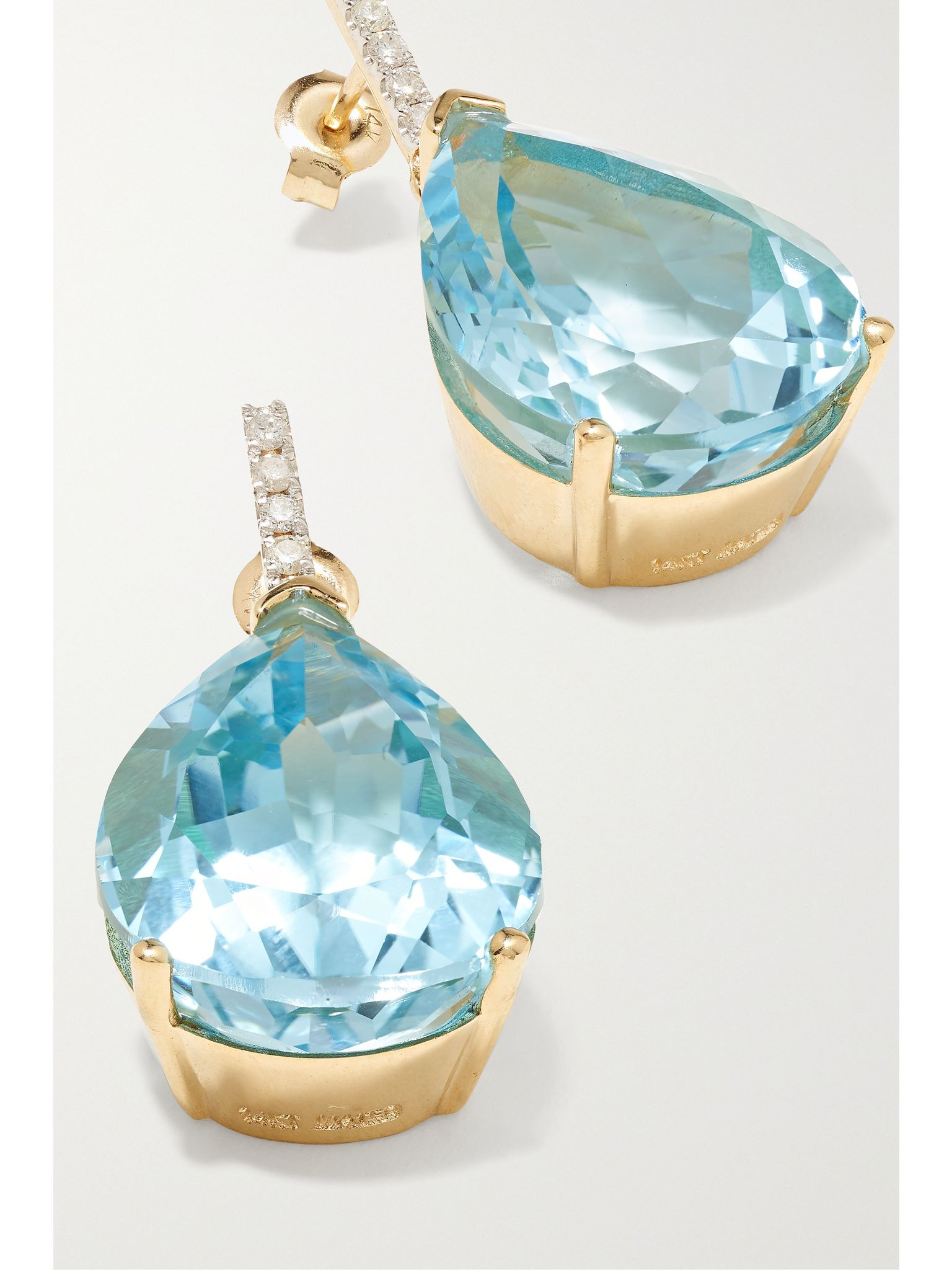 14-karat gold, topaz and diamond earrings Blue - 4