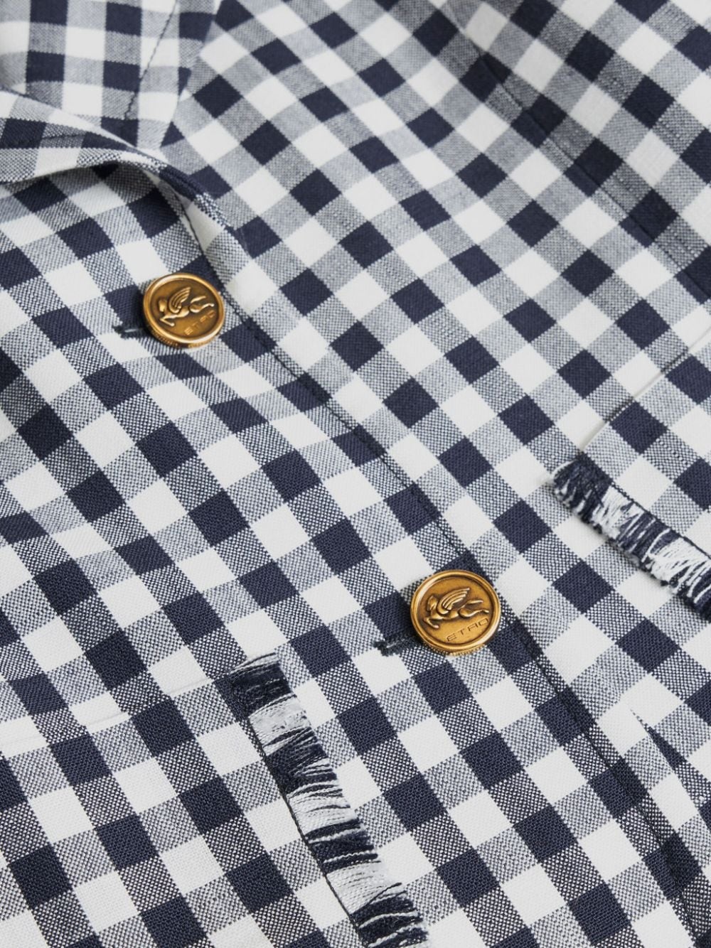 gingham-check short jacket - 5