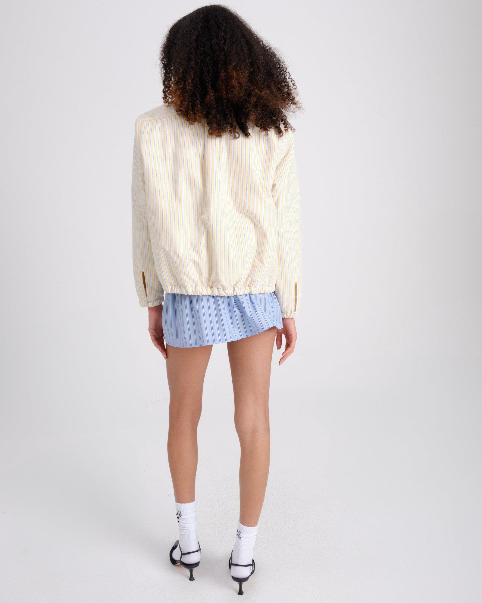 Hommegirls Shirt Bomber Jacket in Yellow Stripe Oxford at Nordstrom - 3