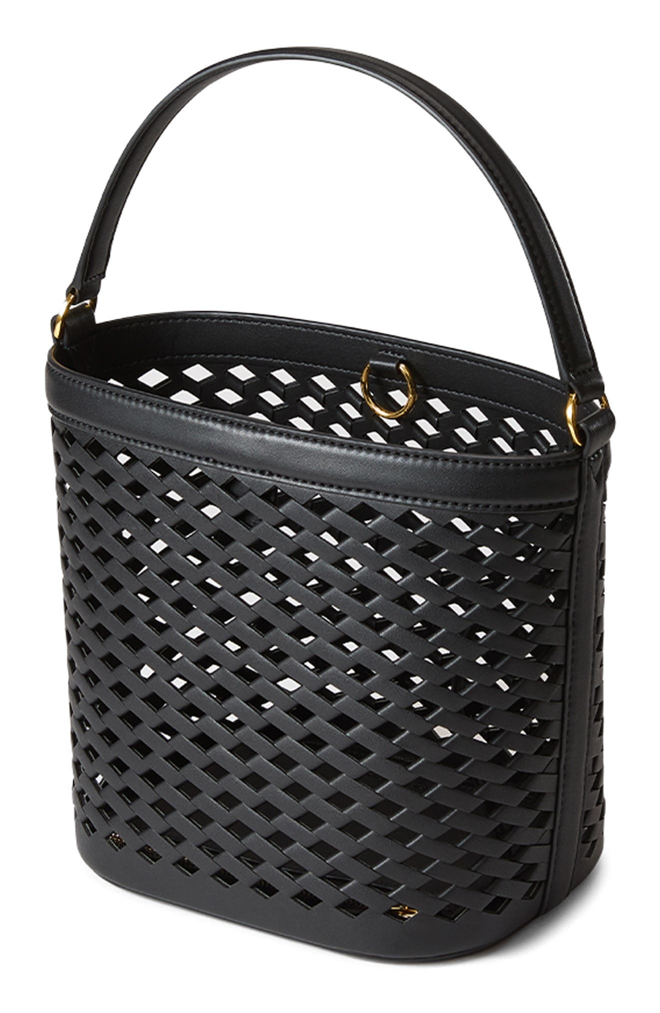 Veronica Beard Small Perforated Leather Bucket Bag in Black at Nordstrom - 3